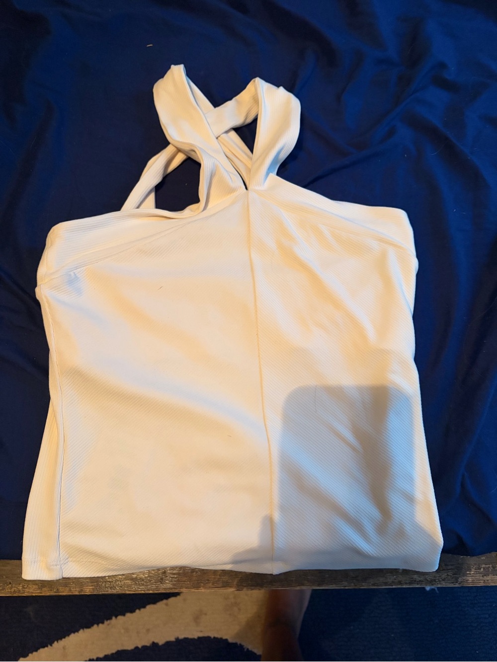 CALIA by Carrie Underwood Cream Crisscross Ribbed Camisole